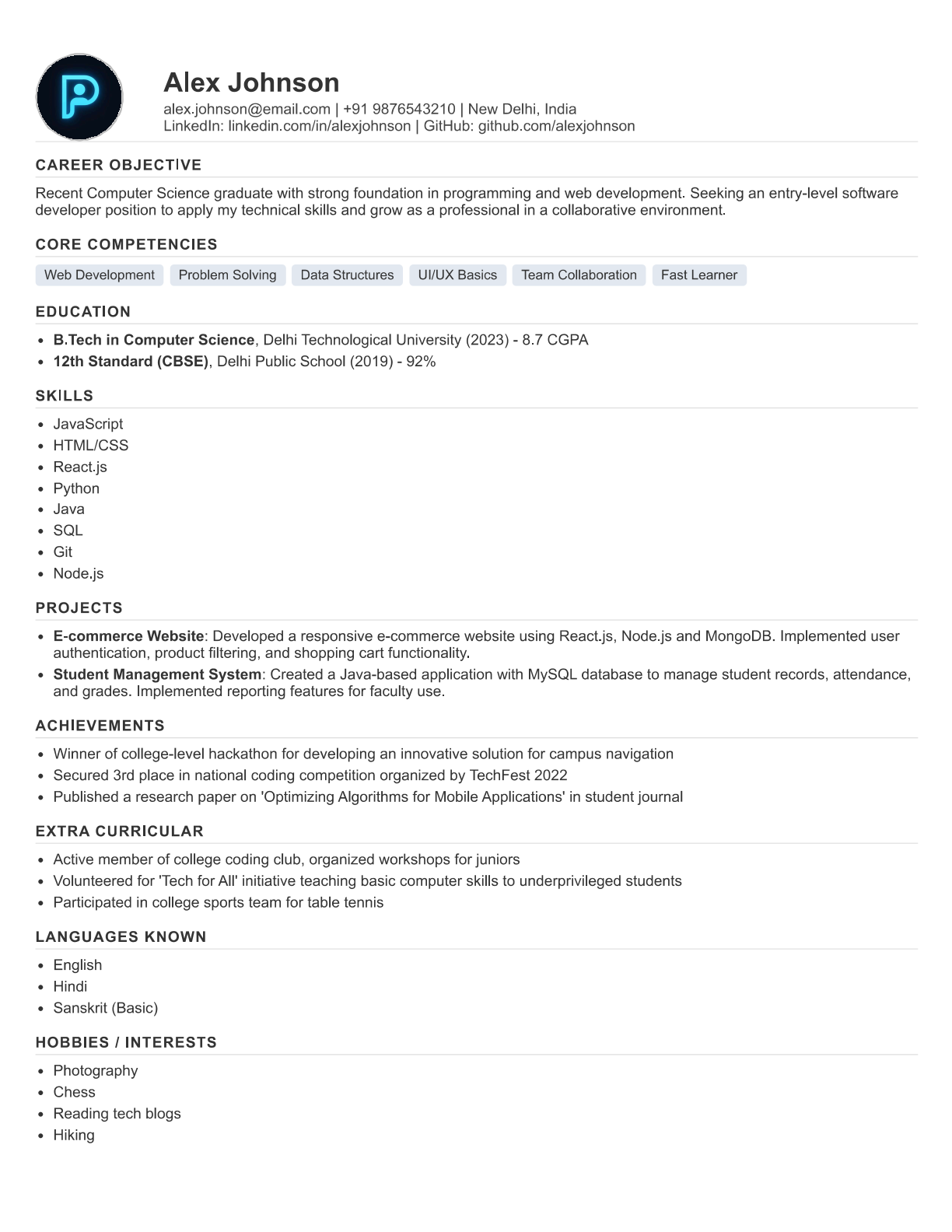 ATS Optimized Template