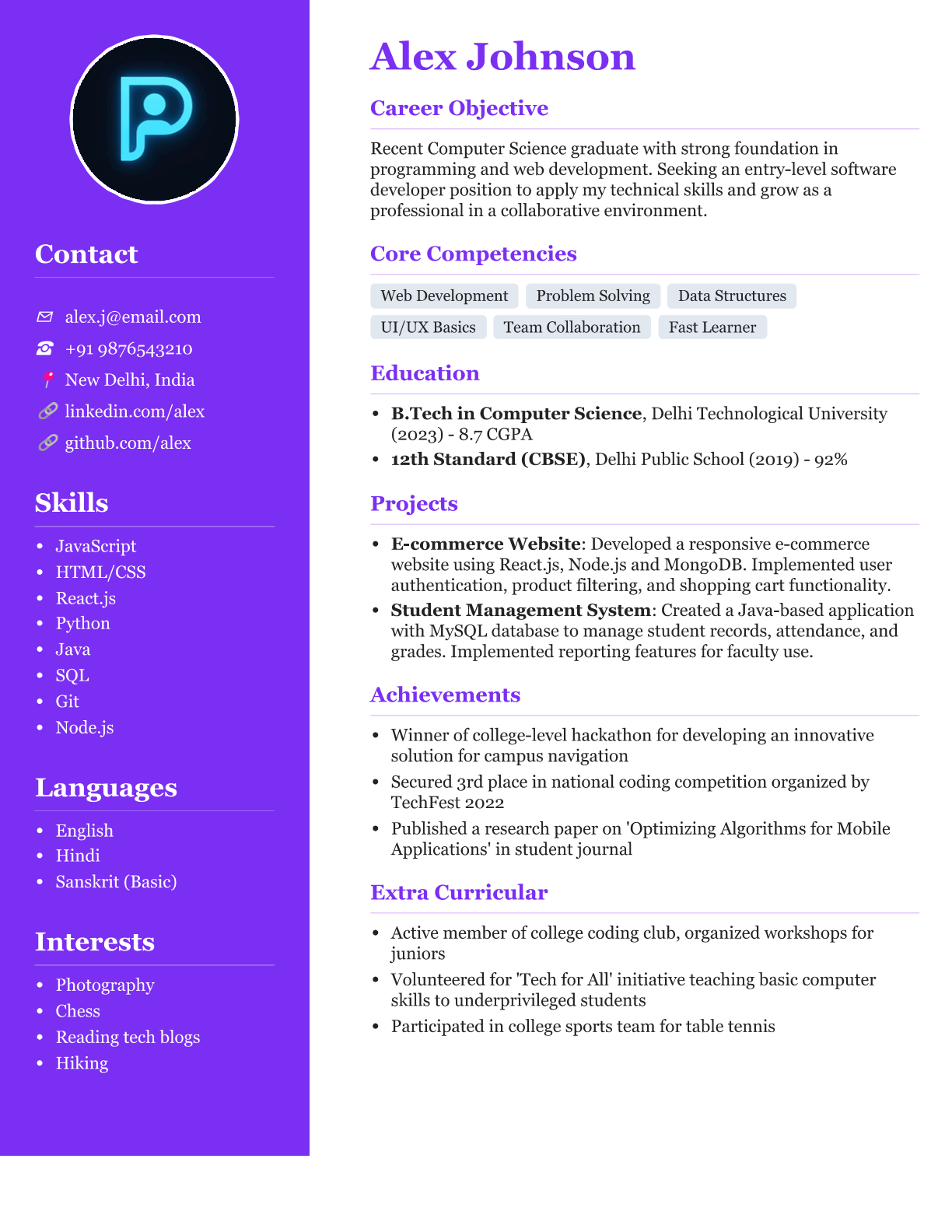 Elegant Two-Column Template
